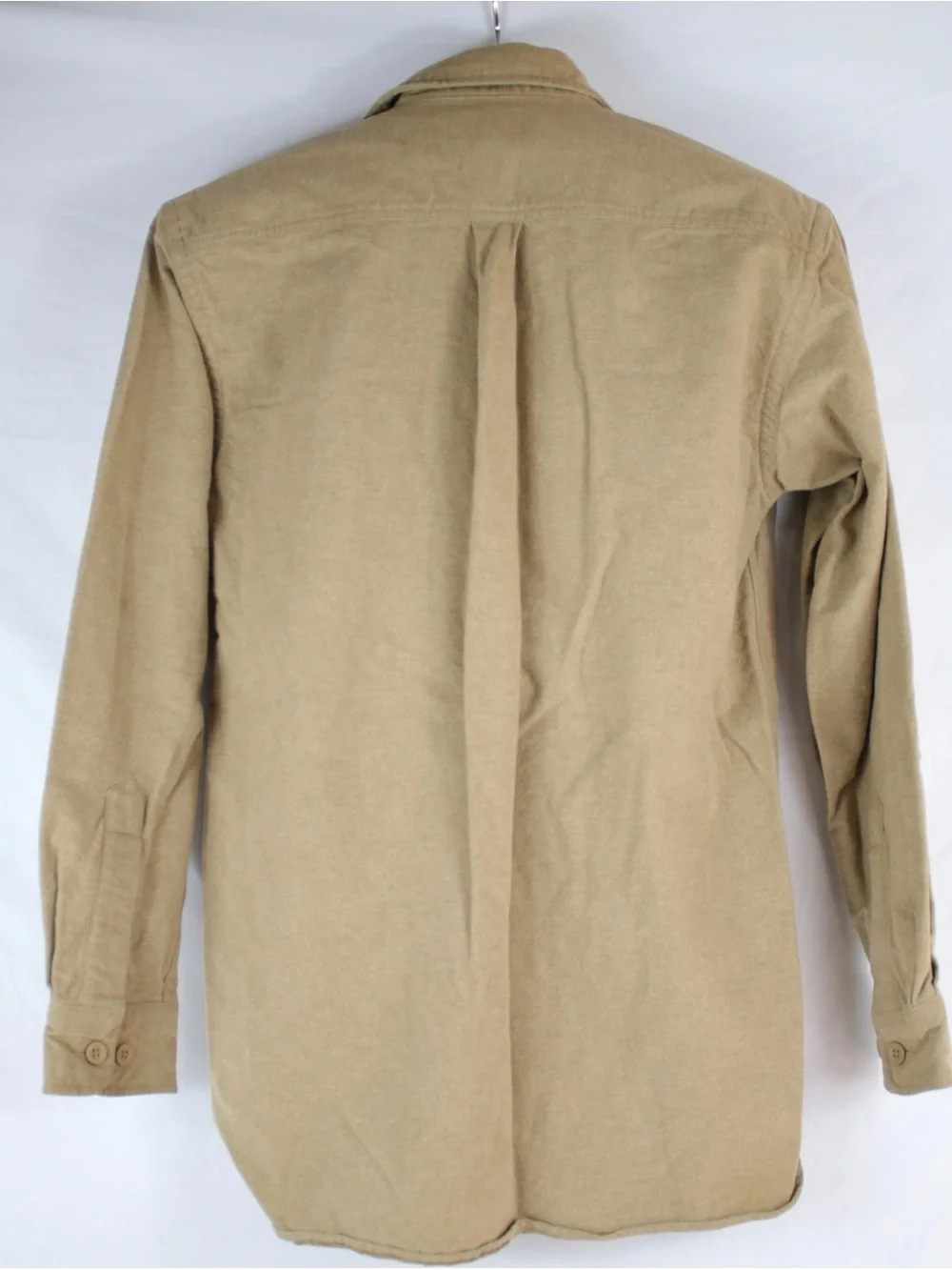 L.L. Bean Tan 100% Cotton Heavy Duty Long Sleeve Button Up Shirt Mens Size S